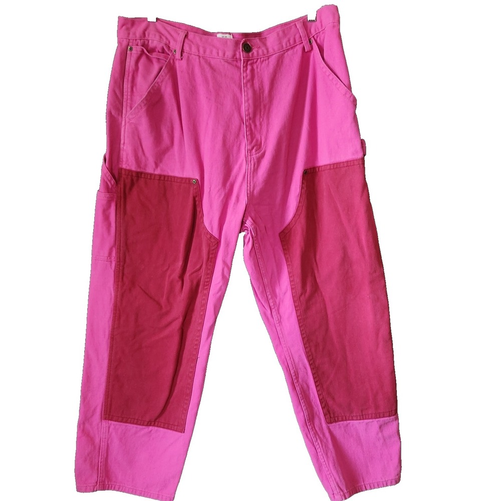 And Now This Jerome Lamaar Men's 38 Painter Pants Colorblock Pink Baggy Funky